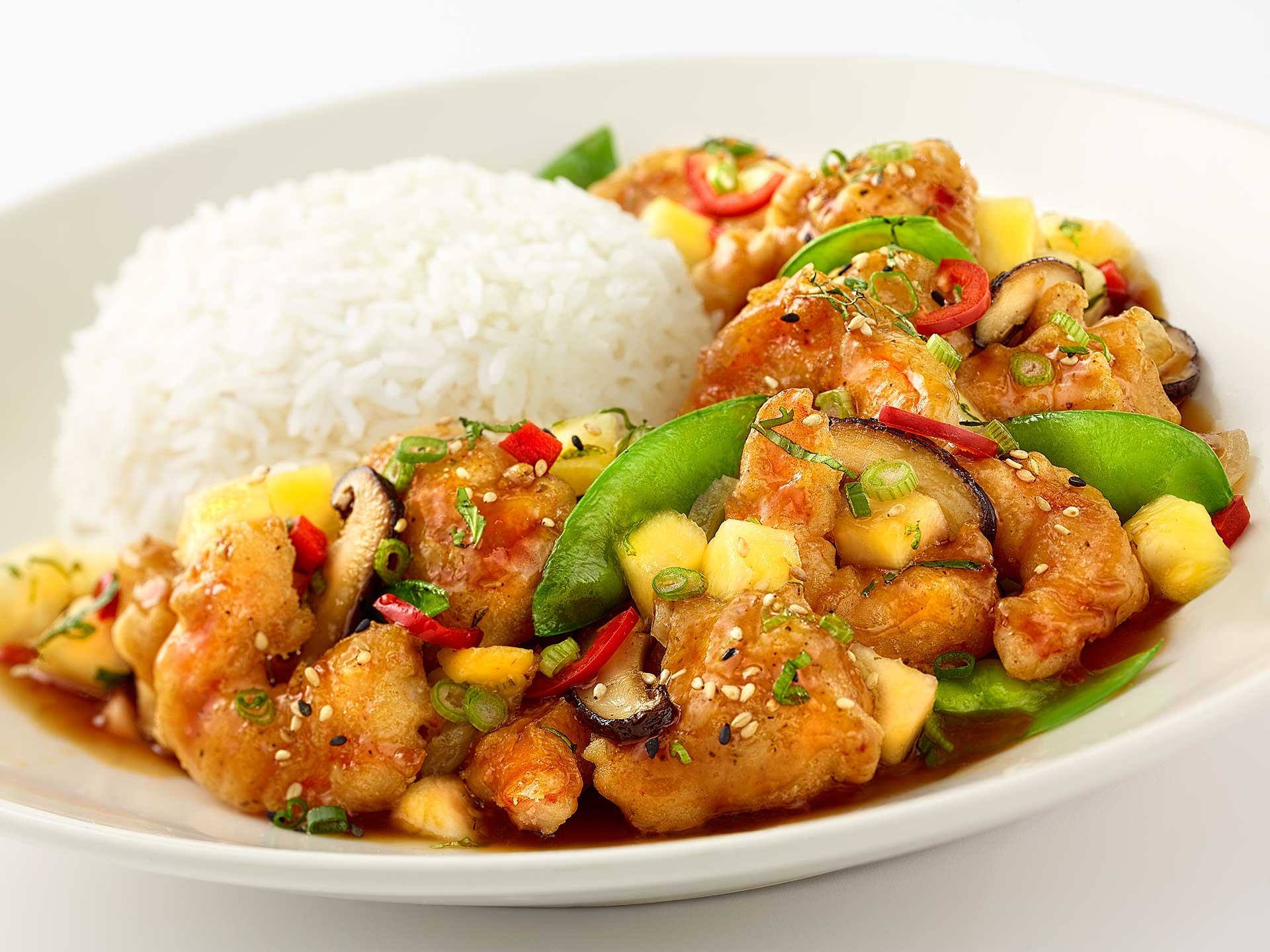 Crispy Pineapple Chicken and Shrimp