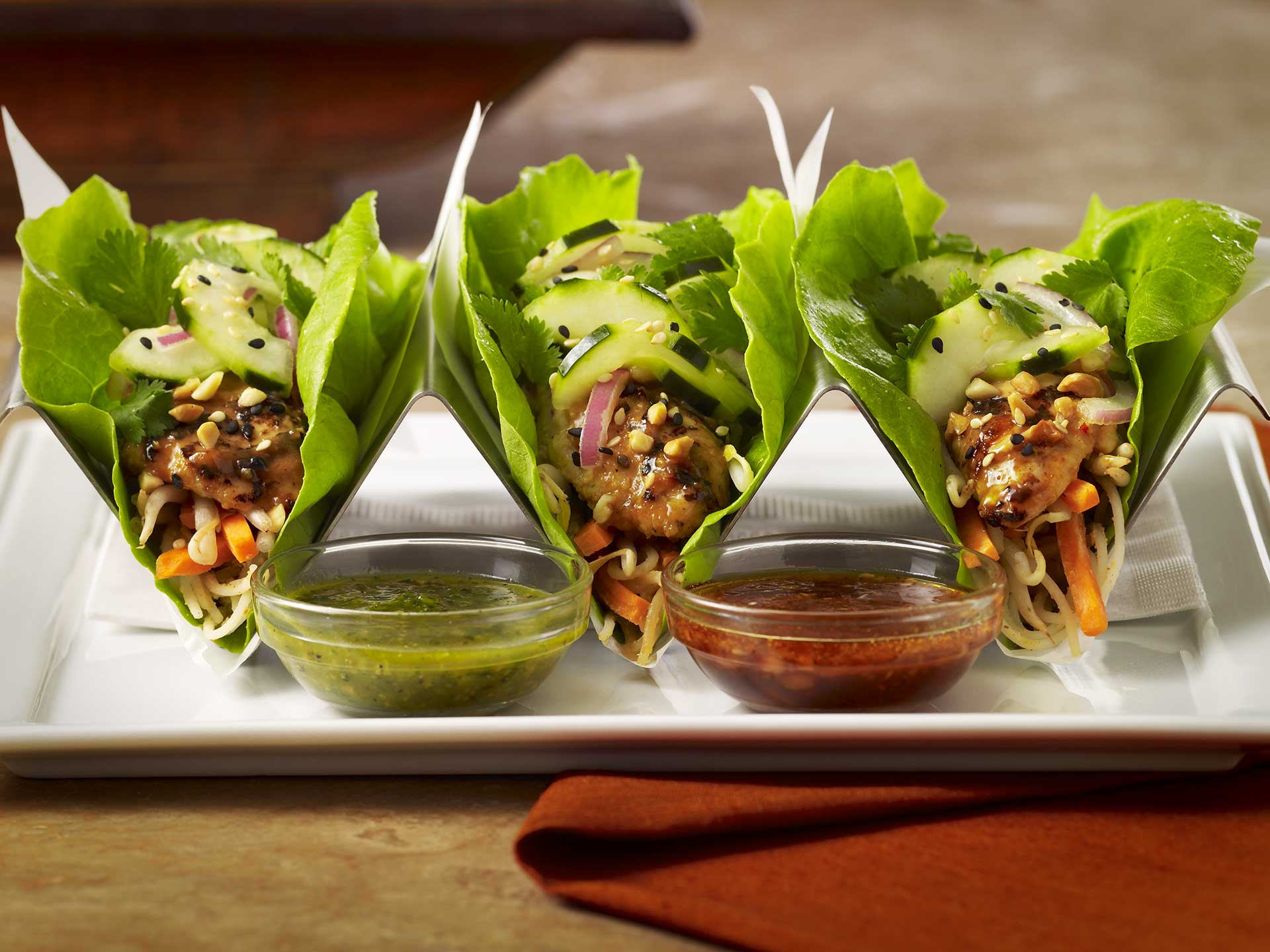 Asian Chicken Lettuce Wrap Tacos