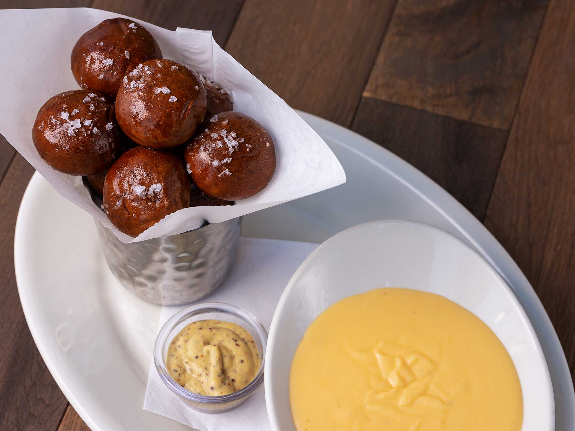 Pretzel Bites with Cheddar Cheese Fondue