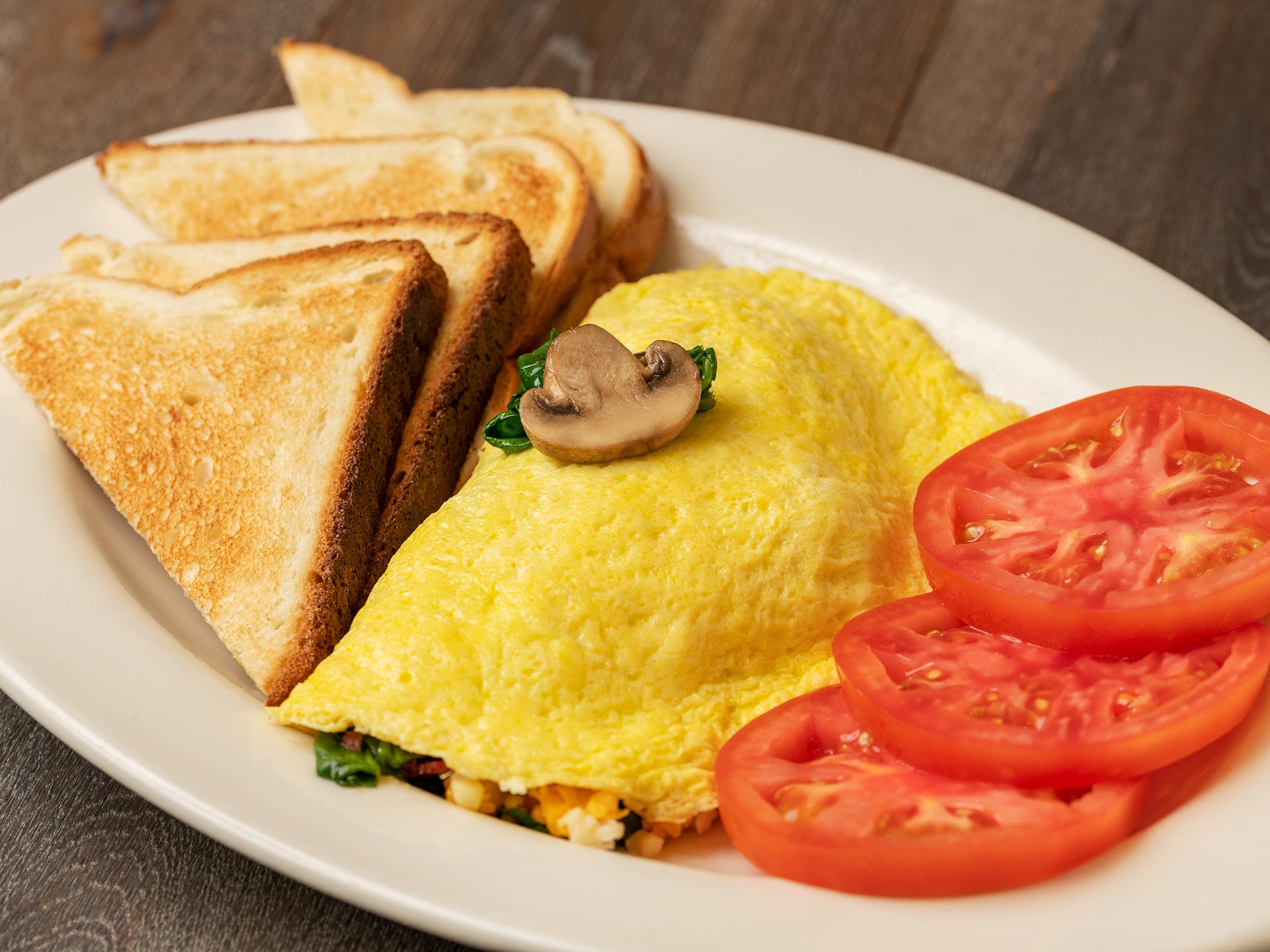 Spinach, Mushroom, Bacon and Cheese Omelette