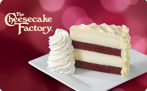 Gift card showing red velvet cheesecake