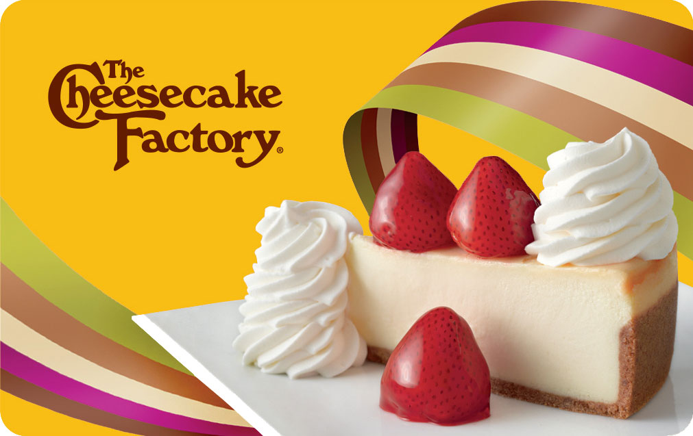 Gift card showing fresh strawberry cheesecake